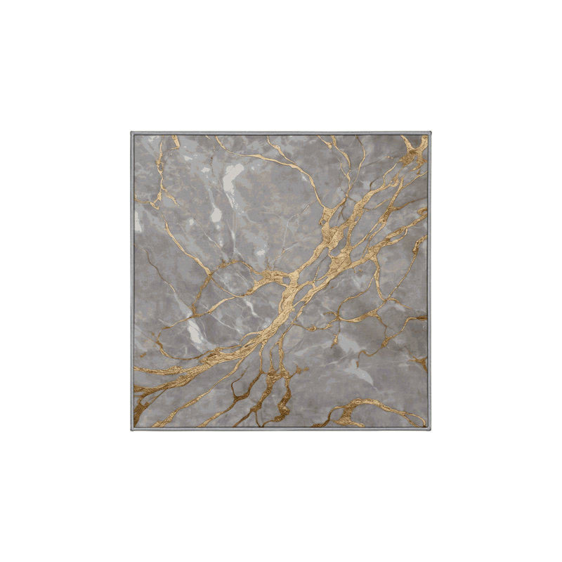 Machine Washable Gray Area Rug, Square 4'