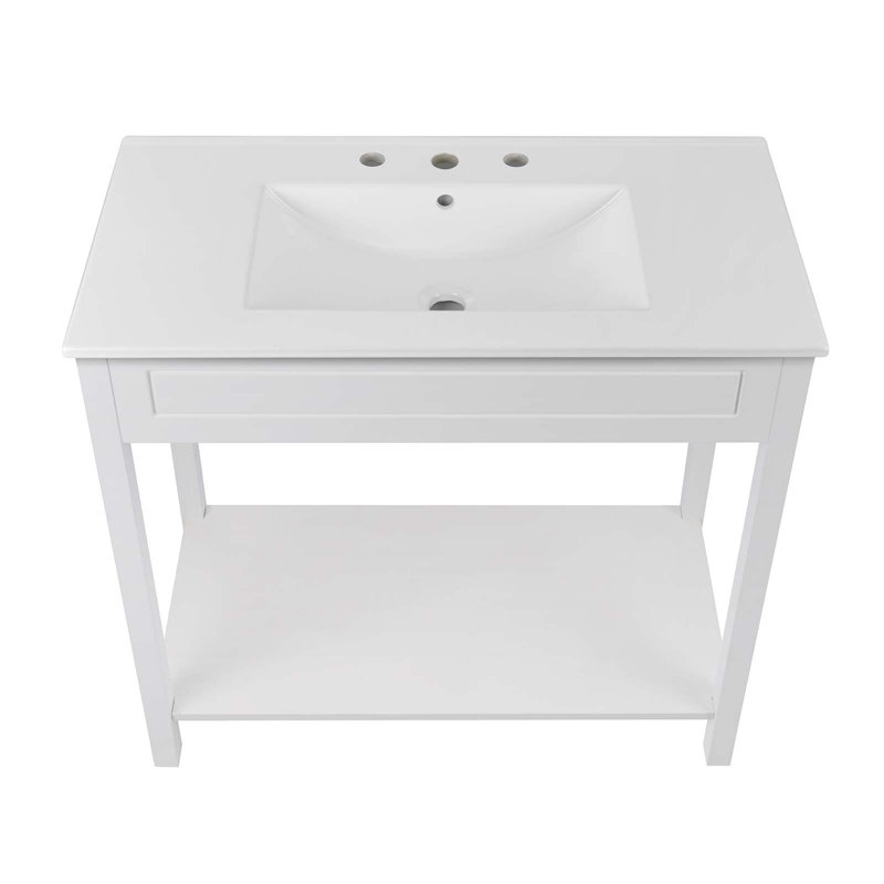 Modway Altura 36" Bathroom Vanity, White, White