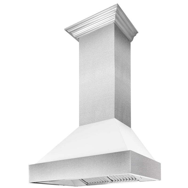 36" Fingerprint Resistant Stainless Steel Range Hood with Fingerprint Resistant Shell (8654SN-36), White Matte