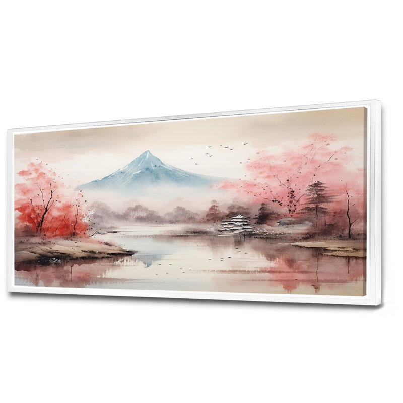 Rose, sommet du brouillard Sakura, montagnes du Japon II - Japon, art mural, Cadre flottant blanc