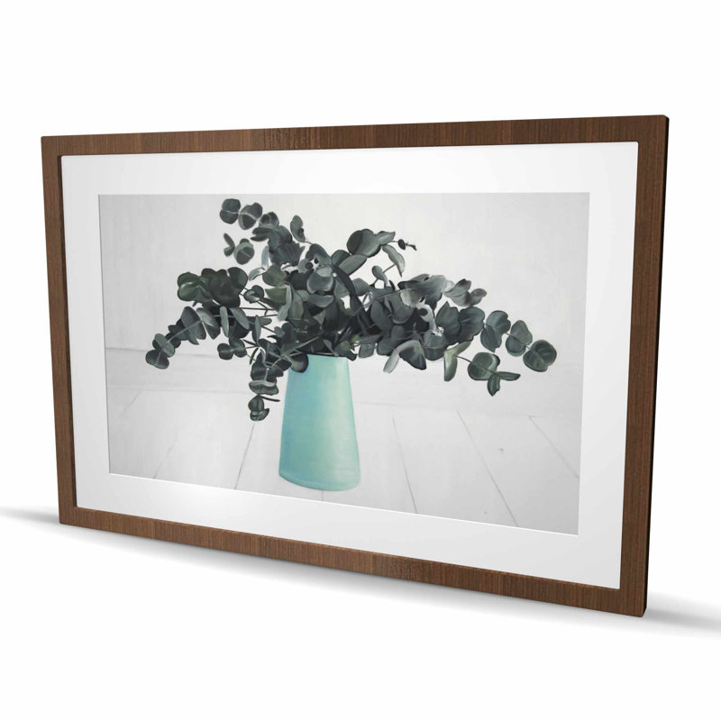 Bouquet d'eucalyptus - impression encadrée avec passe-partout, Brun