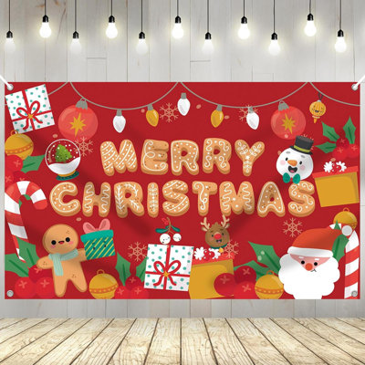 Bannière de fond de Noël 72 po x 44 po, décorations de Noël, décoration de fête de Noël, toile de fond, affiche de Noël, affiche de décorations murales de Noël pour fête de Noël