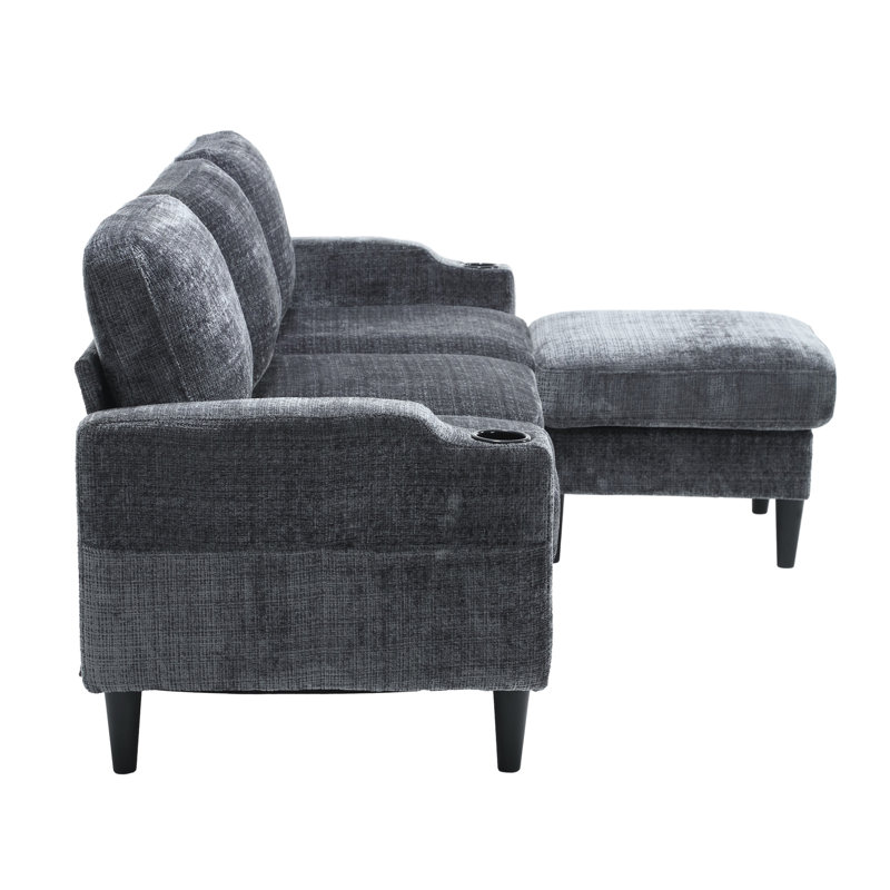 Canapé modulaire 2 pièces Adylynn, Gris chenille