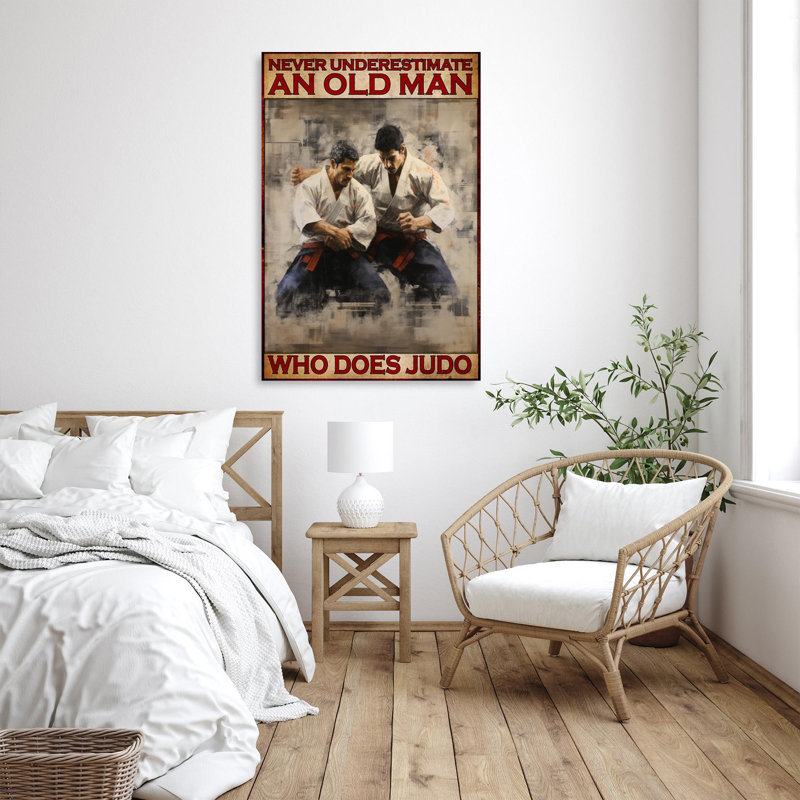 An Old Man Who Does Judo - 1 pièce, reproduction d'art graphique sur toile tendue, H 36 po x l 24 po x P 1,25 po
