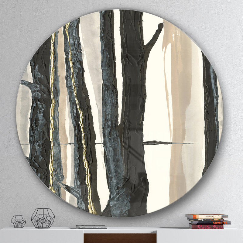 « forest silhouette ii »-reproduction d’art sur cercle métallique, H 36 po x l 36 po