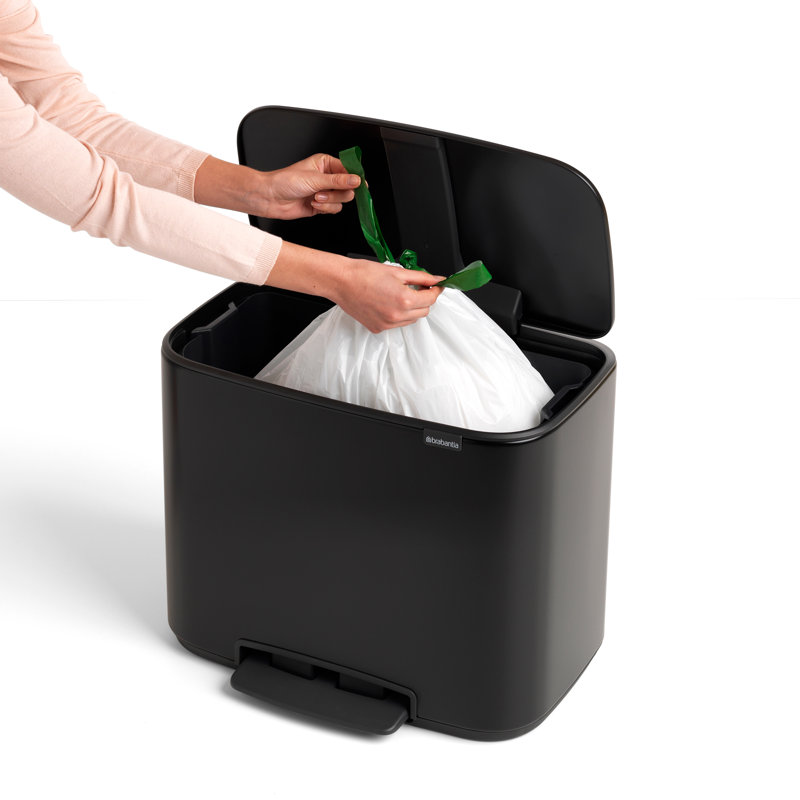 Brabantia Bo Pedal Bin, 3 x 11 litres, Matt Black