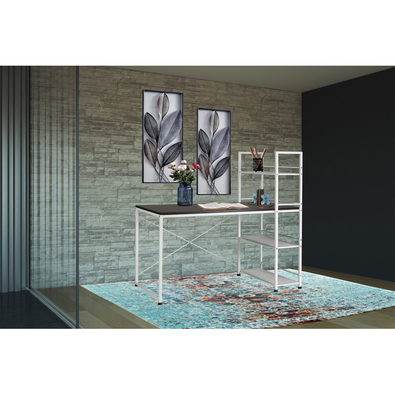 Reversible Smart Workstation Wooden Desk White/Brown