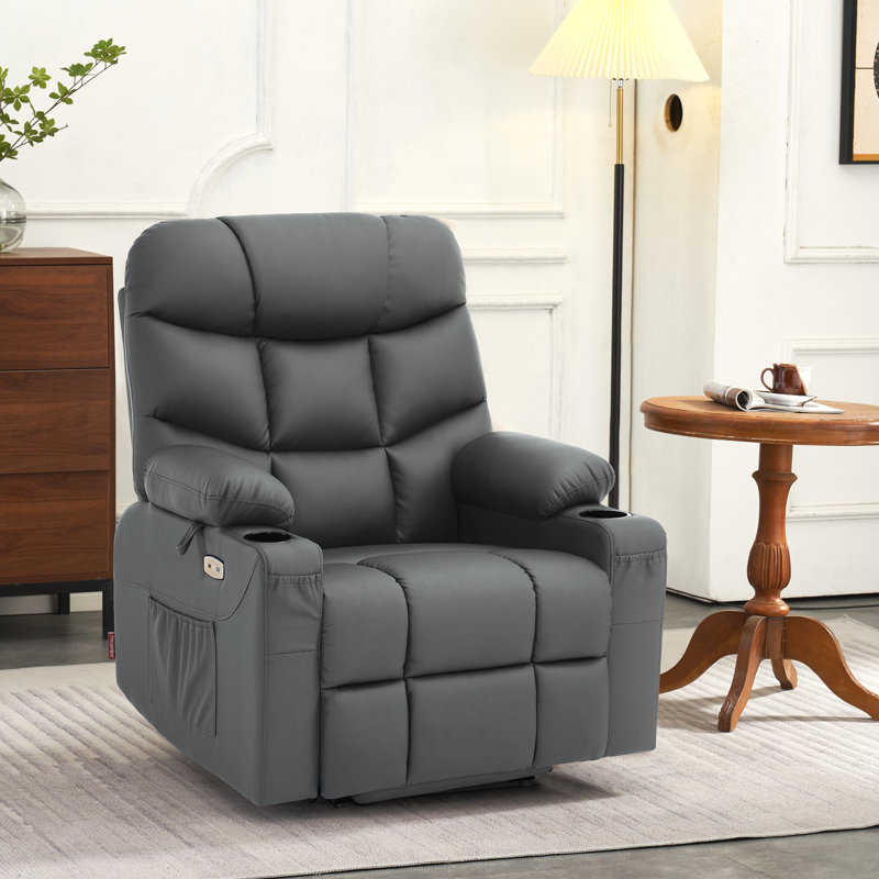 Fauteuil inclinable électrique en similicuir Adavia, Gris foncé