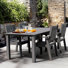 Ensemble de table de salle à manger d'extérieur toutes saisons avec chaises à accoudoirs 5 pièces