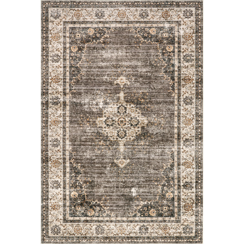 Guendi Vintage Machine Washable Area Rug, Rectangle 3' x 5'