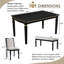 Ensemble de table de salle à manger 6 pièces avec 4 chaises rembourrées à dossier haut et 1 banc, facile à assembler-915979169