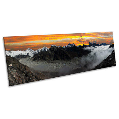 Mount Everest Mountains Sunset - Wrapped Canvas Panoramic Art Prints