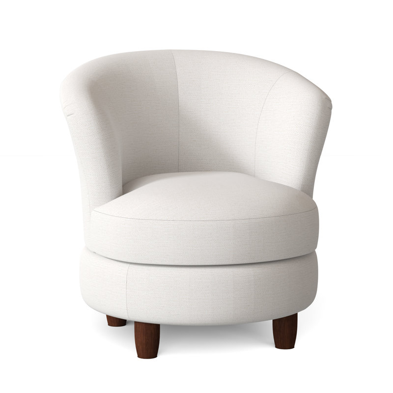 Fauteuil demi-tonneau Palmona, Tissu performance ivoire neige, Noyer foncé
