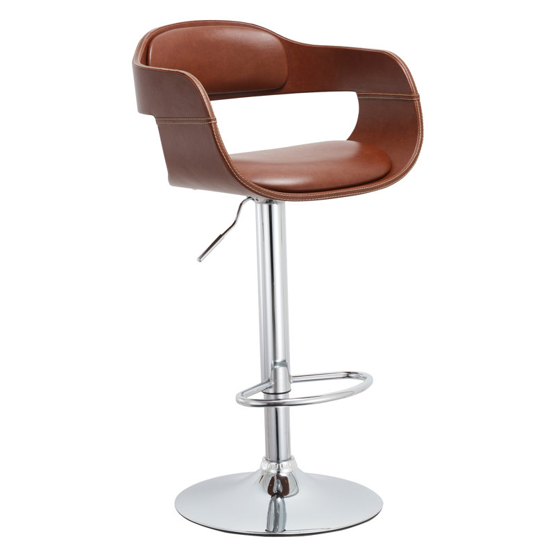Iroh Swivel Upholstered Adjustable Height Counter Stool, Brown