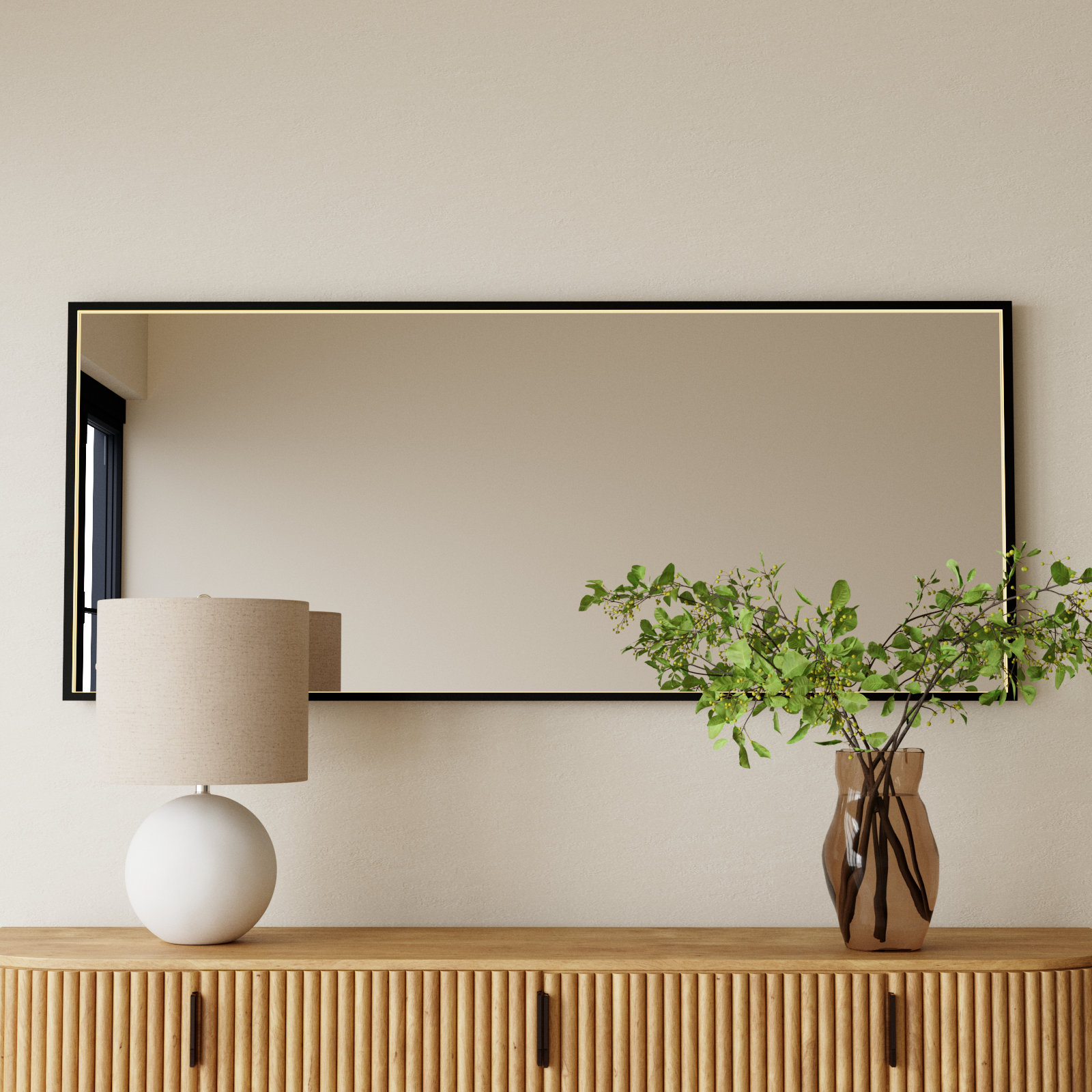 Piche Aluminum Mirror, Black, 30" x 72"