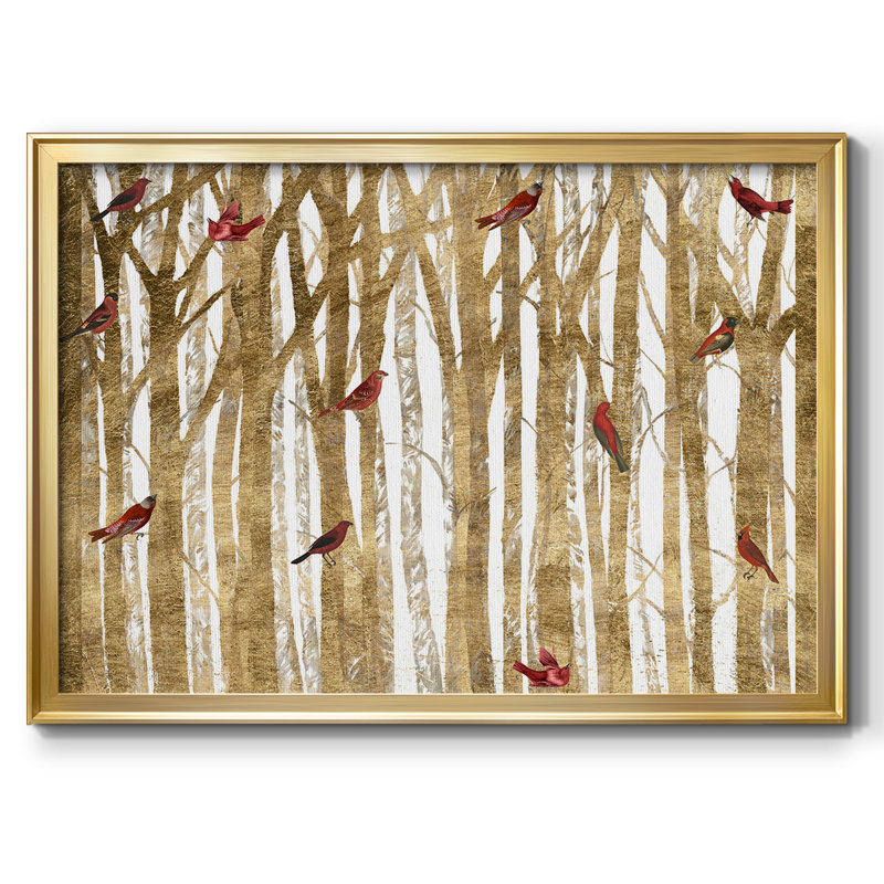 Red Bird Christmas Collection A, reproduction d'art sur toile, Or, H 18 po x l 26 po x P 1,5 po