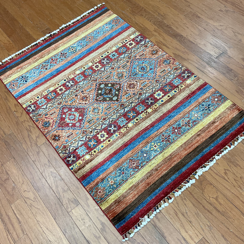 Handmade Khorjeen Kazak Wool Rug