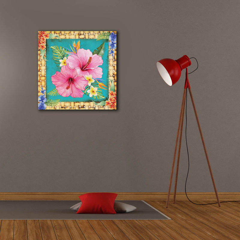 "Epic Graffiti" Fleurs tropicales "par Nicole DeCamp, art mural sur toile, 26 po x 26 po, H 26 po x l 26 po