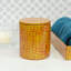 Pot de rangement de salle de bain orange en cuir avec couvercle - Organisateur de meuble-lavabo et porte-boules en coton