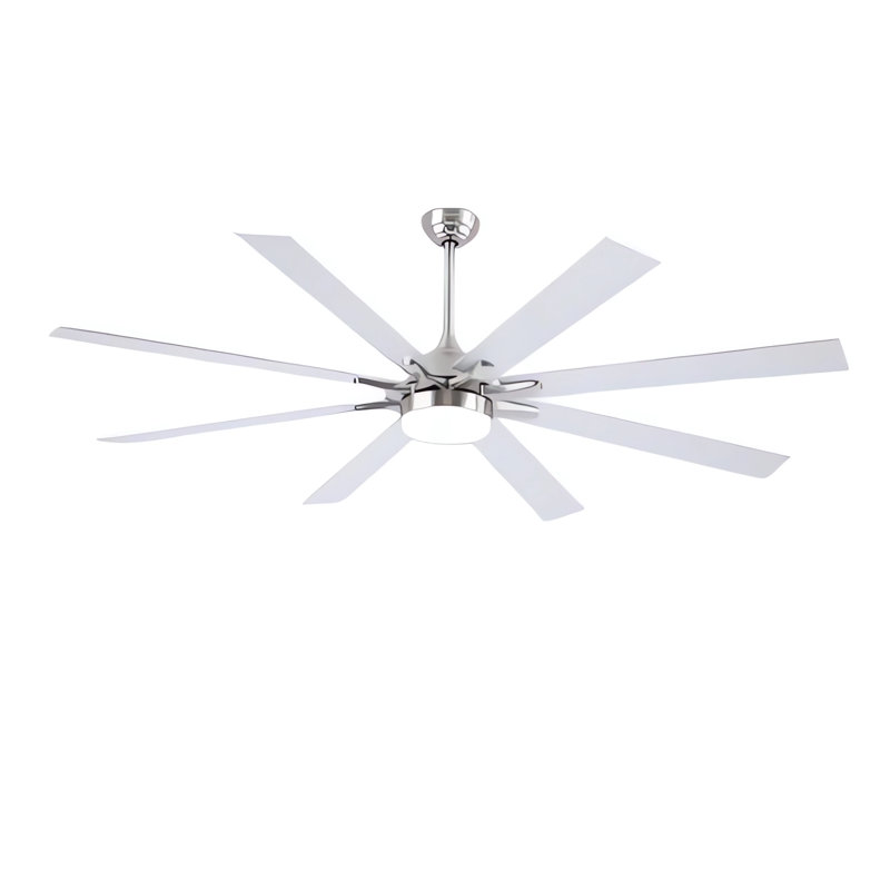 72" 8-blade Large Ceiling Fans Modern Farmhouse Indoor With Lights And Remote, Nickel