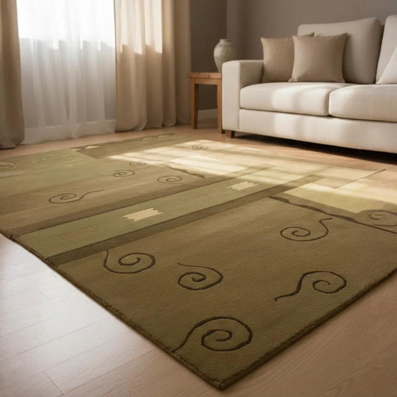 Aadi Abstract Hand-Knotted Wool Brown/Beige Area Rug, Rectangle 7'9" x 10'6"