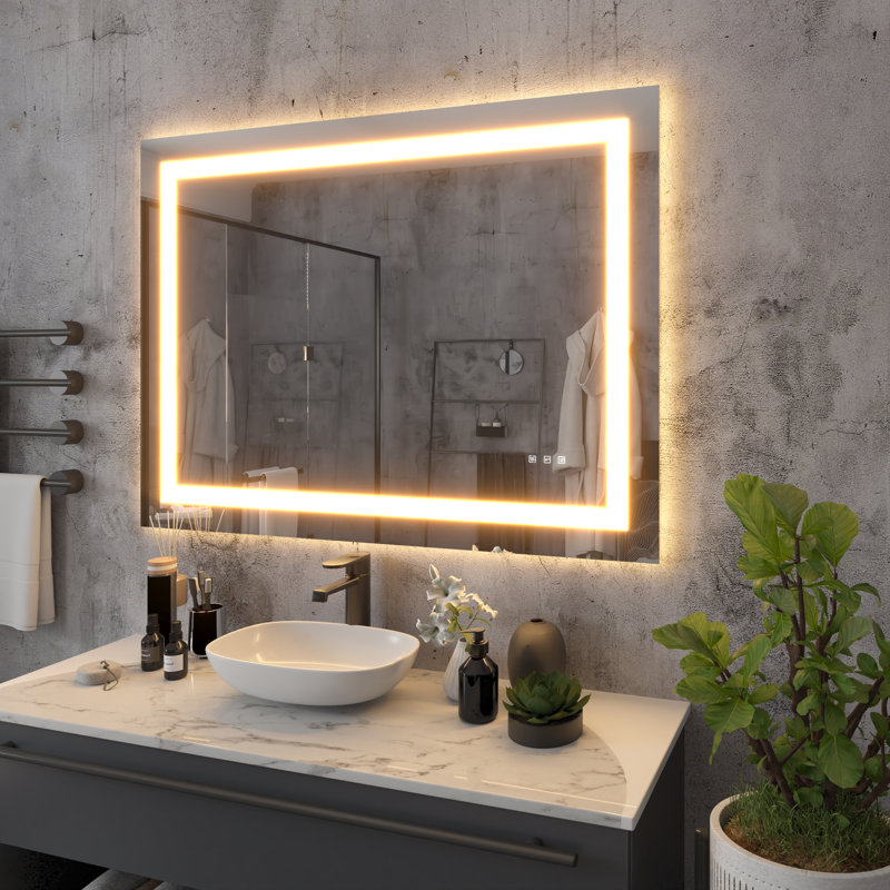 Miroir de salle de bain à DEL sans cadre , 32 po x 48 po