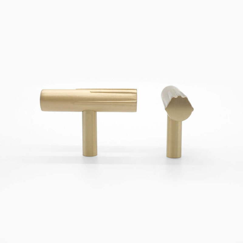 Sunburst Bar Knob, Satin Brass