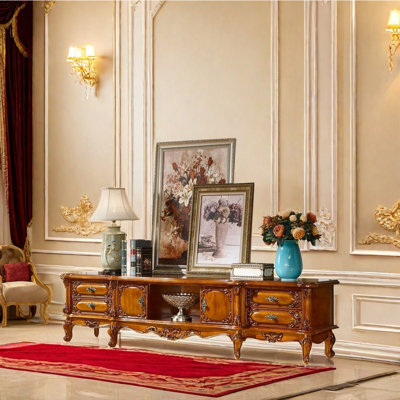 American style living room carved TV stand