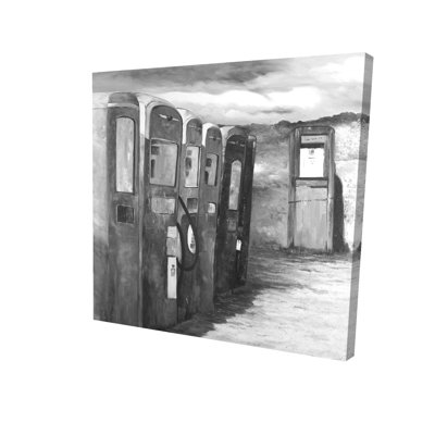 Still Life Monochrome Canvas - Old Gas Pumps Home Decor