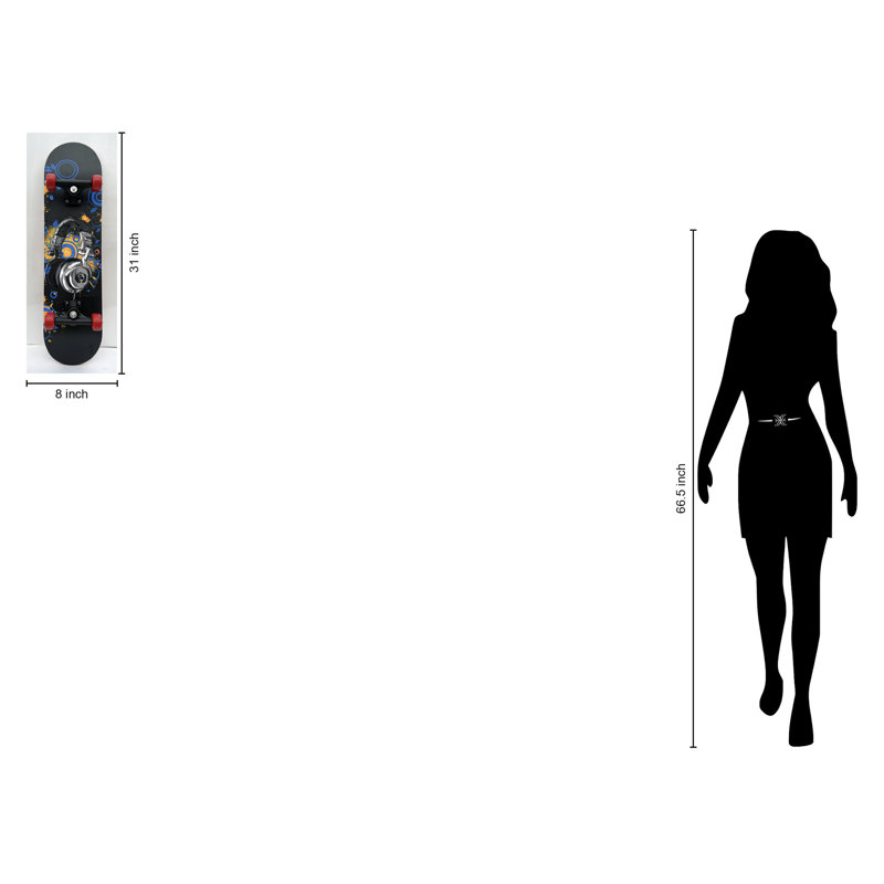 Skateboard with Headphone Design Decko-Board Wall Art - 8" x 31"