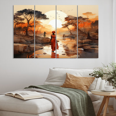 Oritz - art mural africain sur toile - 4 panneaux
