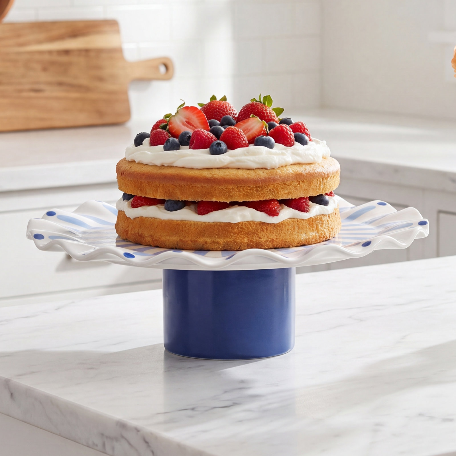 Iris Blue Ceramic Cake Stand