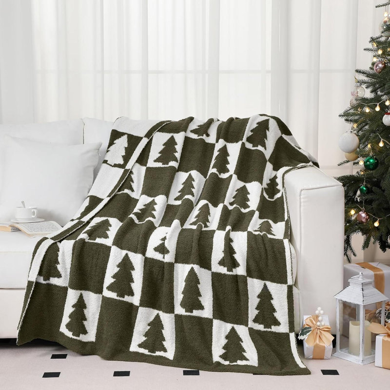 Jeté tricoté réversible pour sapin de Noël