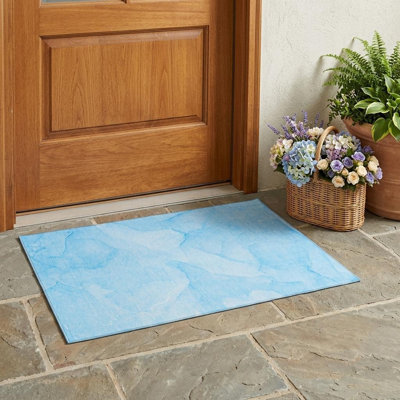 Tapis extérieur lavable antidérapant bleu 3 pi x 5 pi