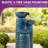 28" Ceramic Outdoor Water Fountain with LED Lights, Cascading Waterfall & 3-Tier Embossed Leaf Pattern Bowls in Turquoise for Garden Patio Yard Porch Relaxation-149658917