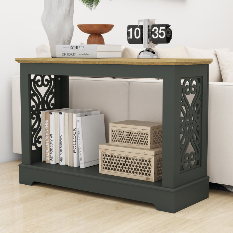 Korbin 42'' Console Table, Kale Green/Reviera Eichi