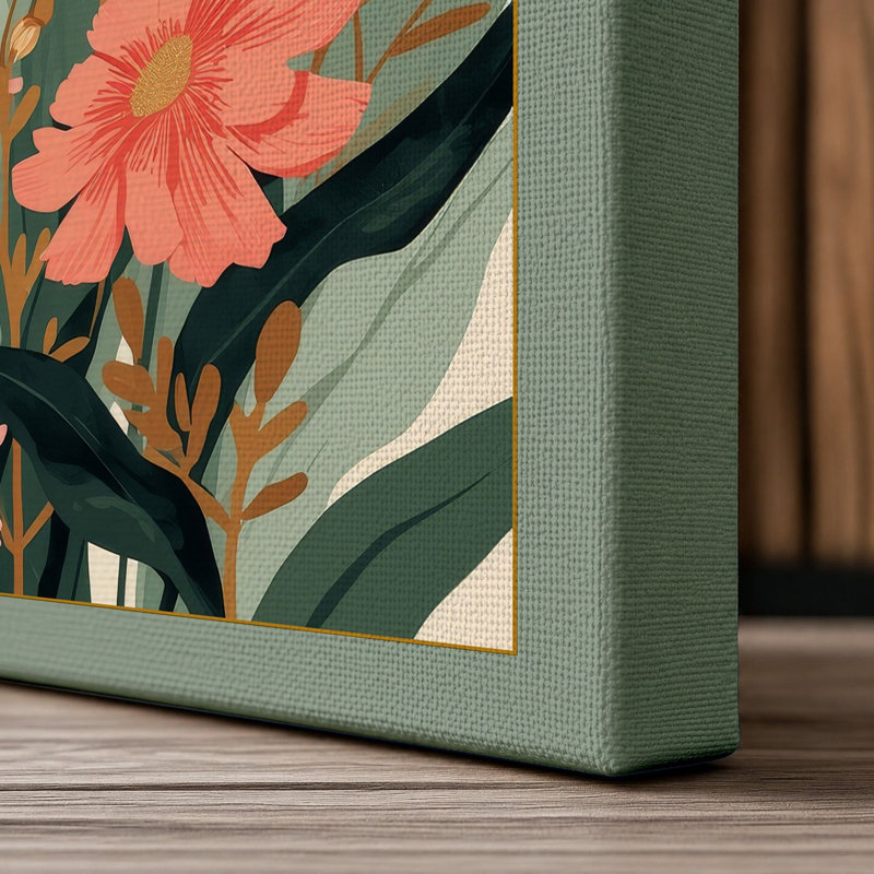 Gathered Poppies Botanical 1 Piece Wrapped Canvas Wall Art, 30x20 - 76.2 x 50.8 cm, Sage Border