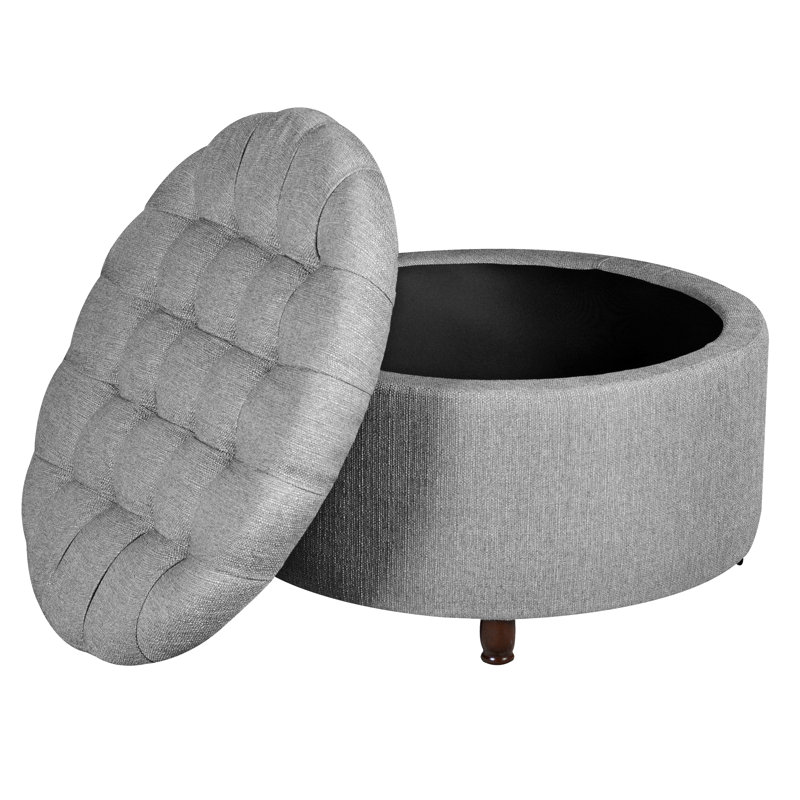 Grand repose-pieds avec rangement Niche Knight, Gris, Bois brun foncé