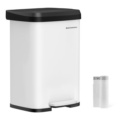 13 Gallon Stainless Steel Trash Can Step On Carbon Filter with 15 Trash Bags