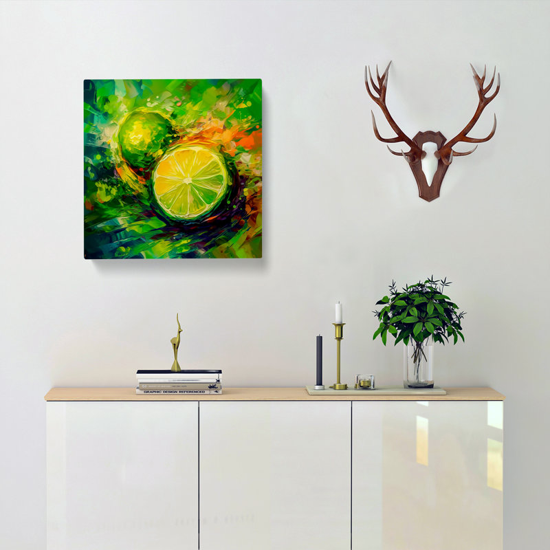 Lime Fruit Impressionism - Wrapped Canvas, 50cm H x 50cm W x 3cm D