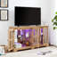 Armoire vitrée rétro avec portes en verre et éclairage à DEL télécommandés