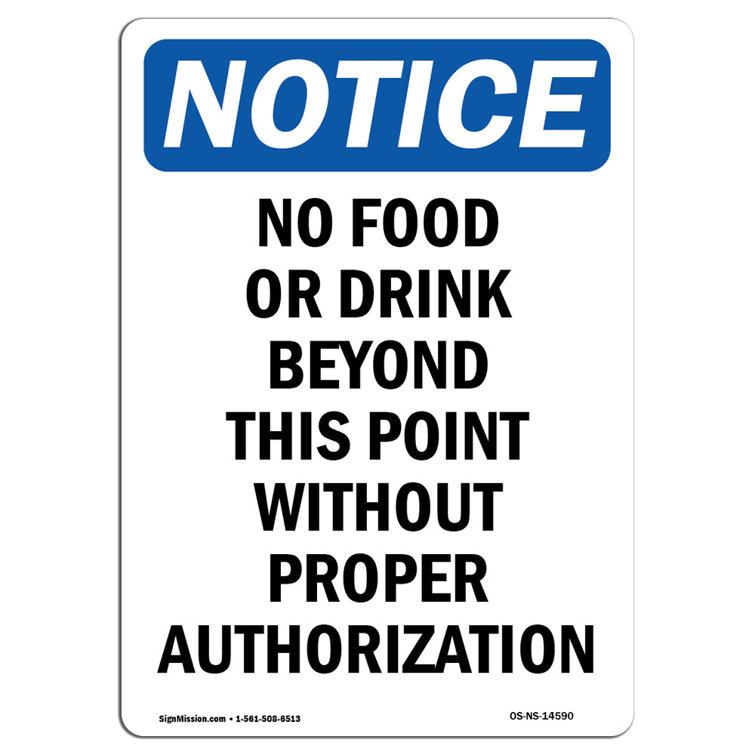 SignMission No Food or Drink Beyond This Point Sign | Wayfair