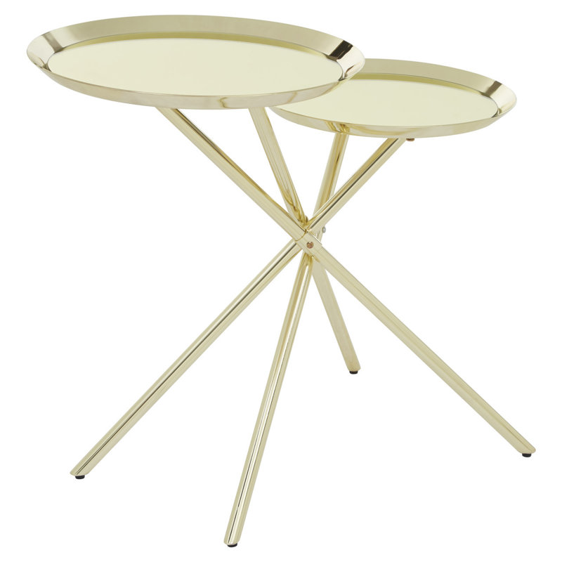 Emile Tray Top Cross Legs End Table, Gold