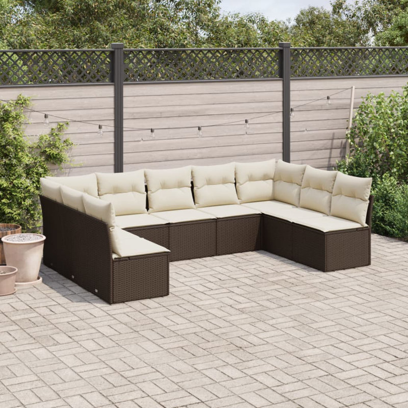 Ensemble de canapé de jardin Vidaxl brun et blanc crème