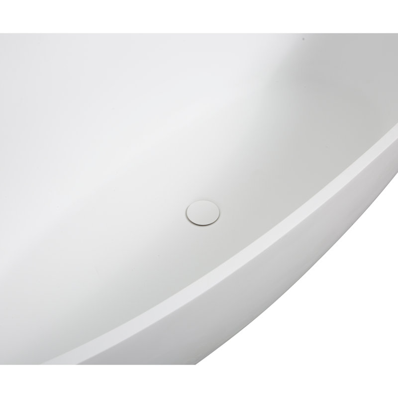 Baignoire de trempage autoportante 65 po - Résine de pierre fabriquée à la main de luxe, blanc mat