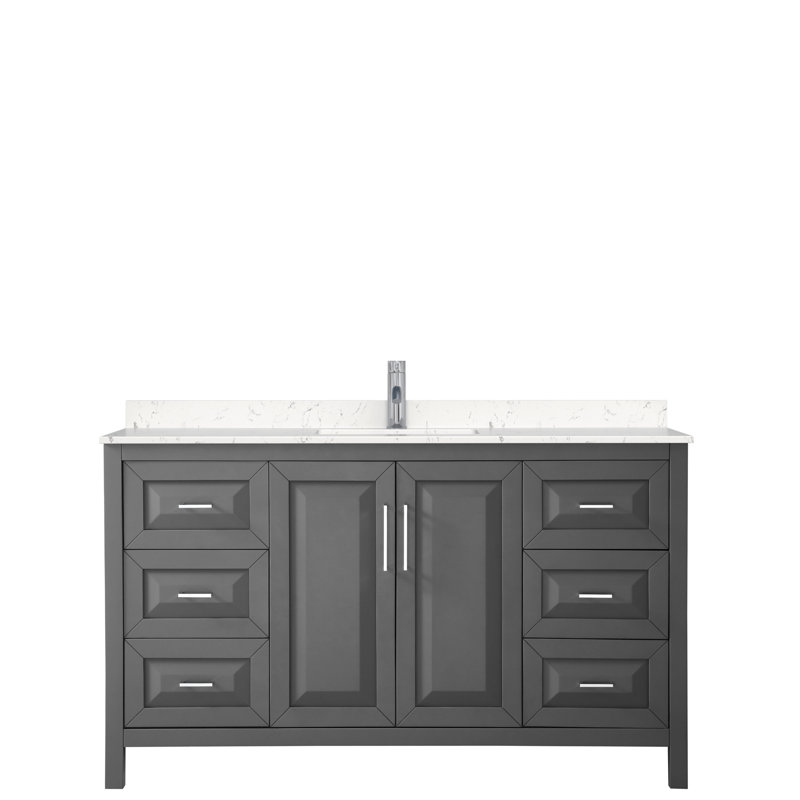 Daria Single Bathroom Vanity Set, Dark Gray, Polished Chrome, 60"