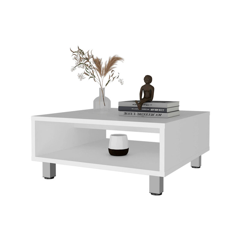 Rectangular Table, Coffee Table With Storage, White