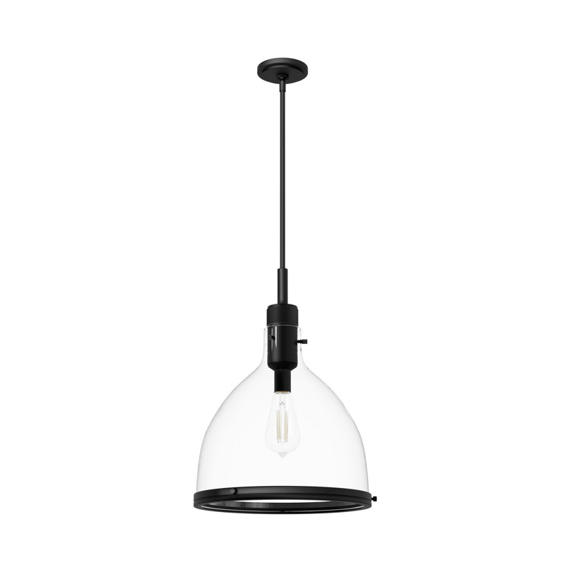 Van Nuys 1 Light Bell Pendant, 22.25" H x 16" W x 16" D, Matte Black