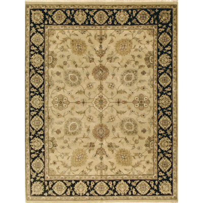 Hand Knotted Wool Oriental Area Rug in Gold/Black