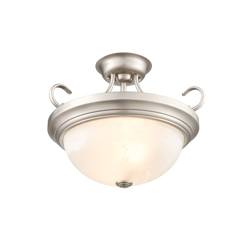 Snediker Glass Semi Flush Mount, Satin Nickel, 12" H x 15" W x 15" D